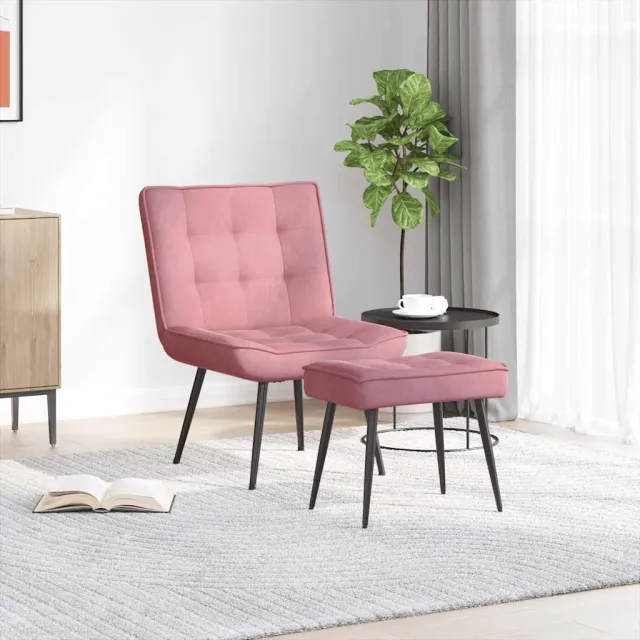 vidaXL Relaxstoel met voetenbank fluweel roze