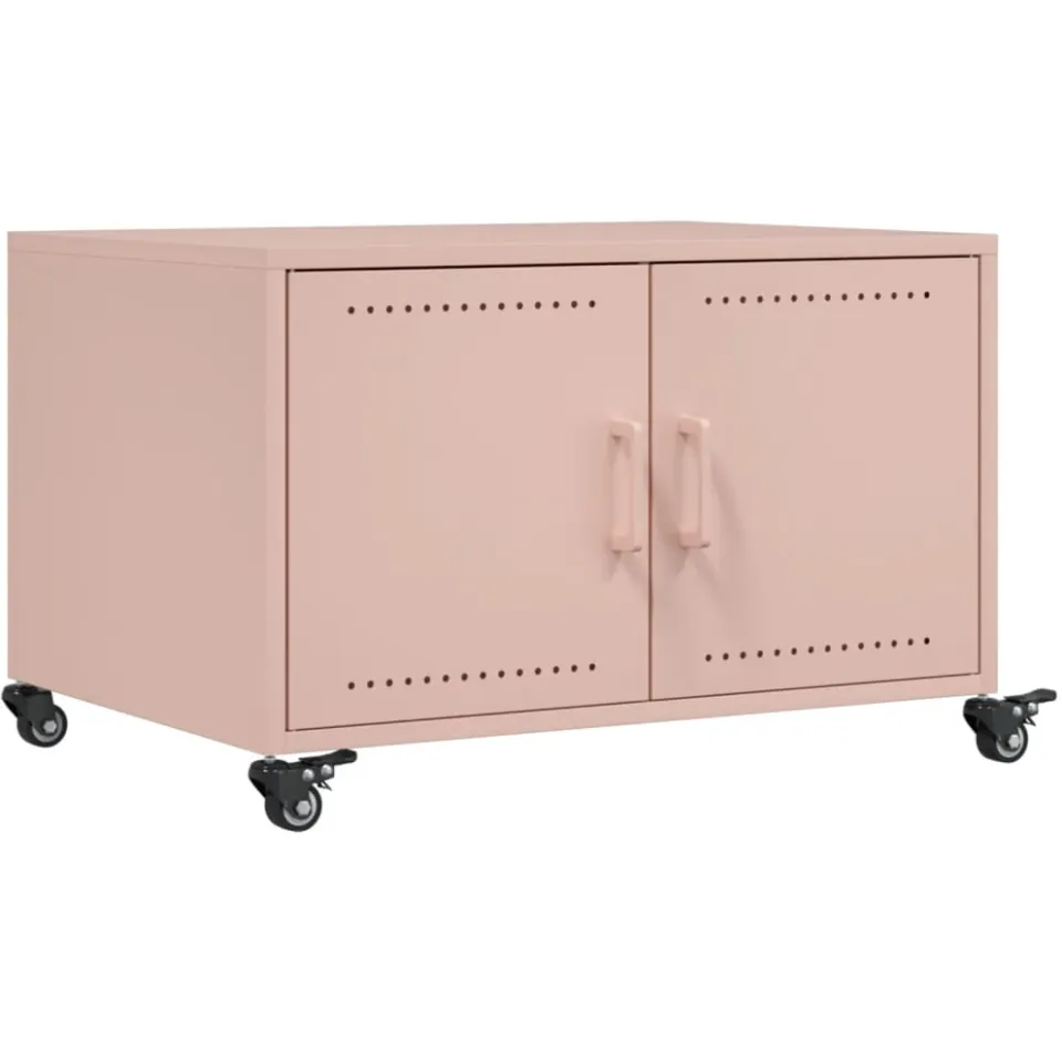 vidaXL Salontafel 68x50x43,5 cm staal roze