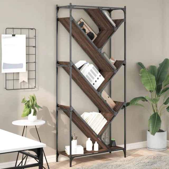 vidaXL Boekenkast 79x30x180 cm bewerkt hout en metaal bruin eiken, foto 2