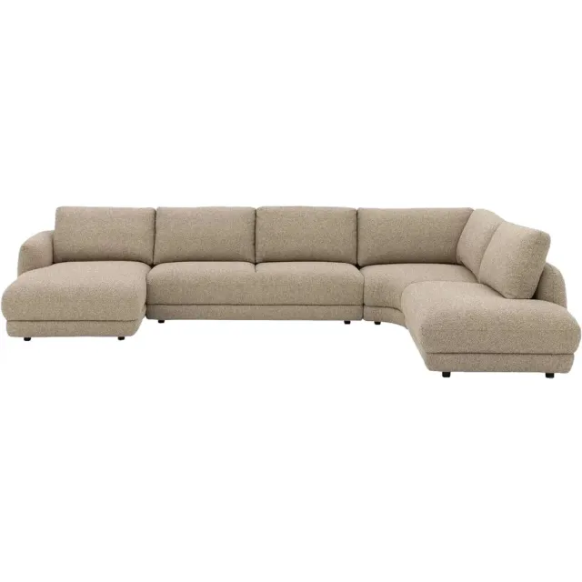 Goossens U Bank Premiere - Beige - Stof - Rechts - 407 x 64 x 253