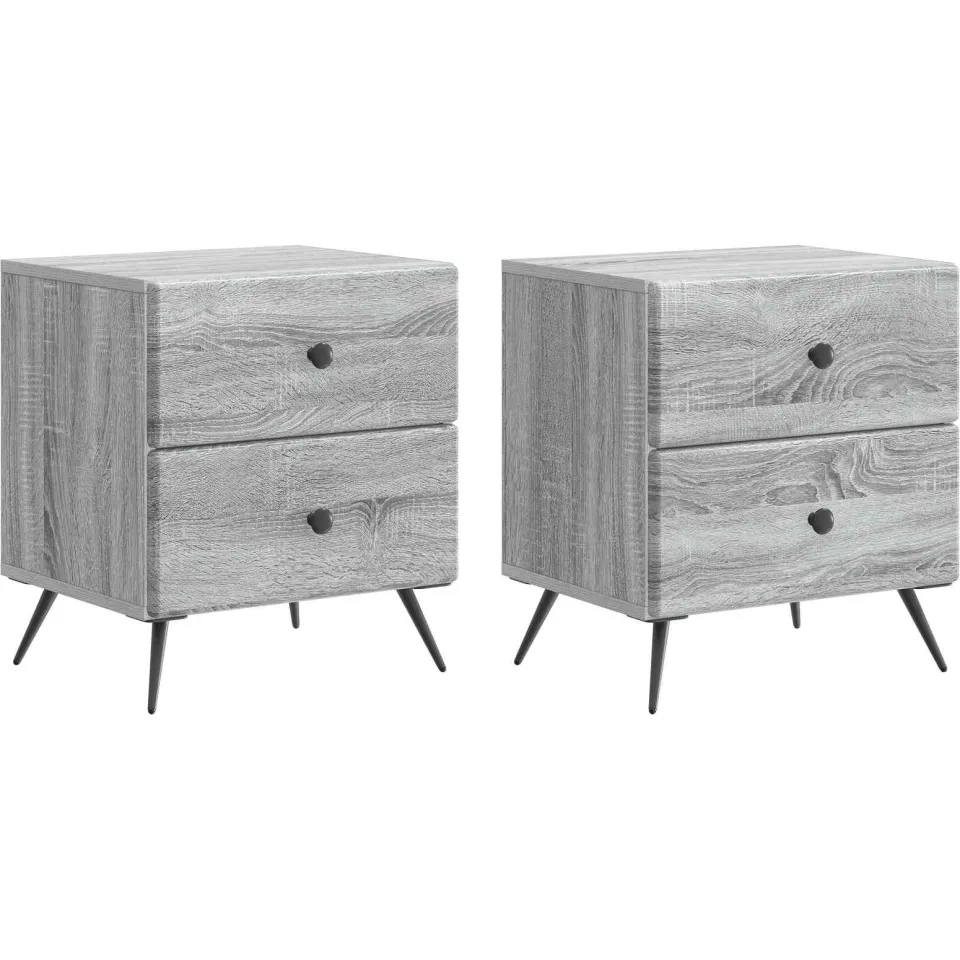 vidaXL Nachtkastje 2 st Grijs sonoma 43 x 34,5 x 47,5 cm Bewerkt hout