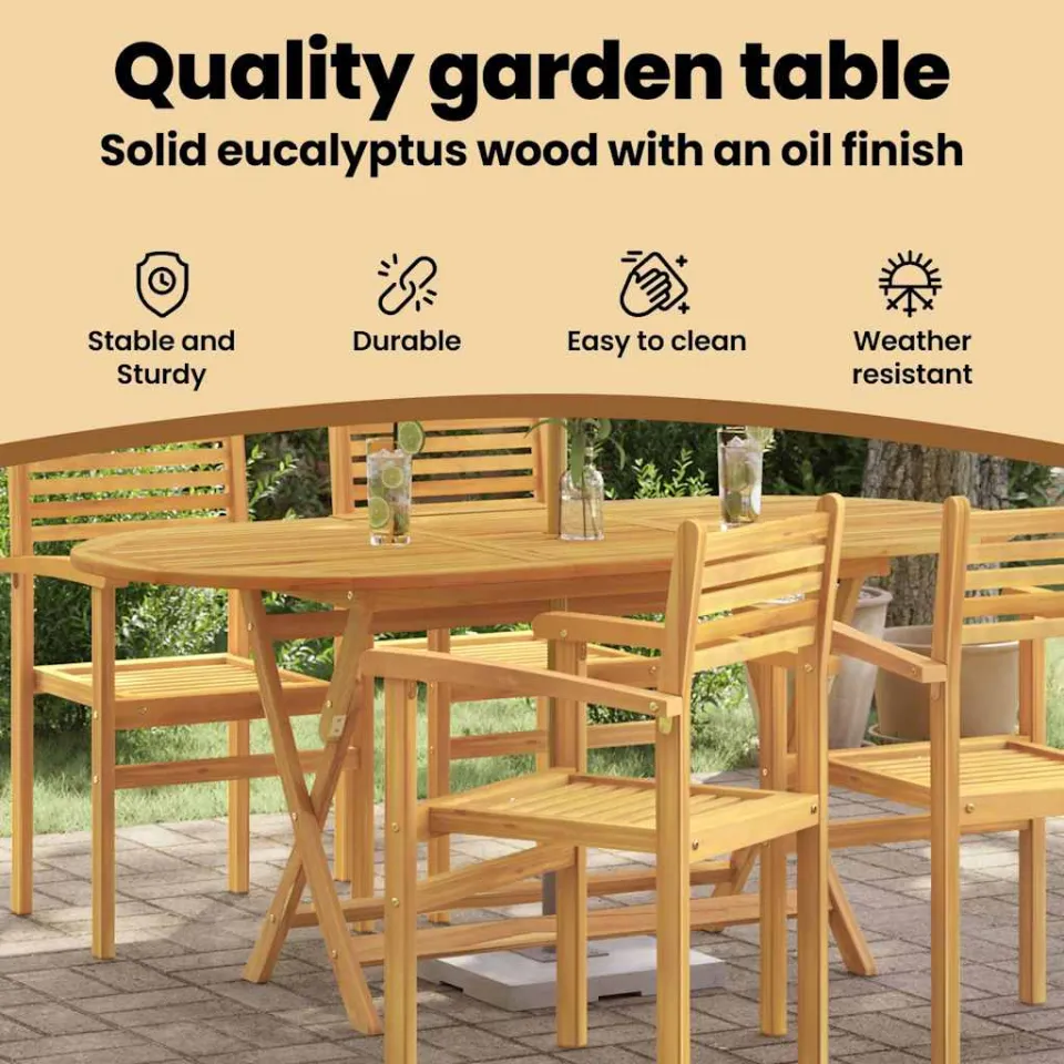 vidaXL Tuintafel inklapbaar 160x85x75 cm massief eucalyptushout bruin, foto 4