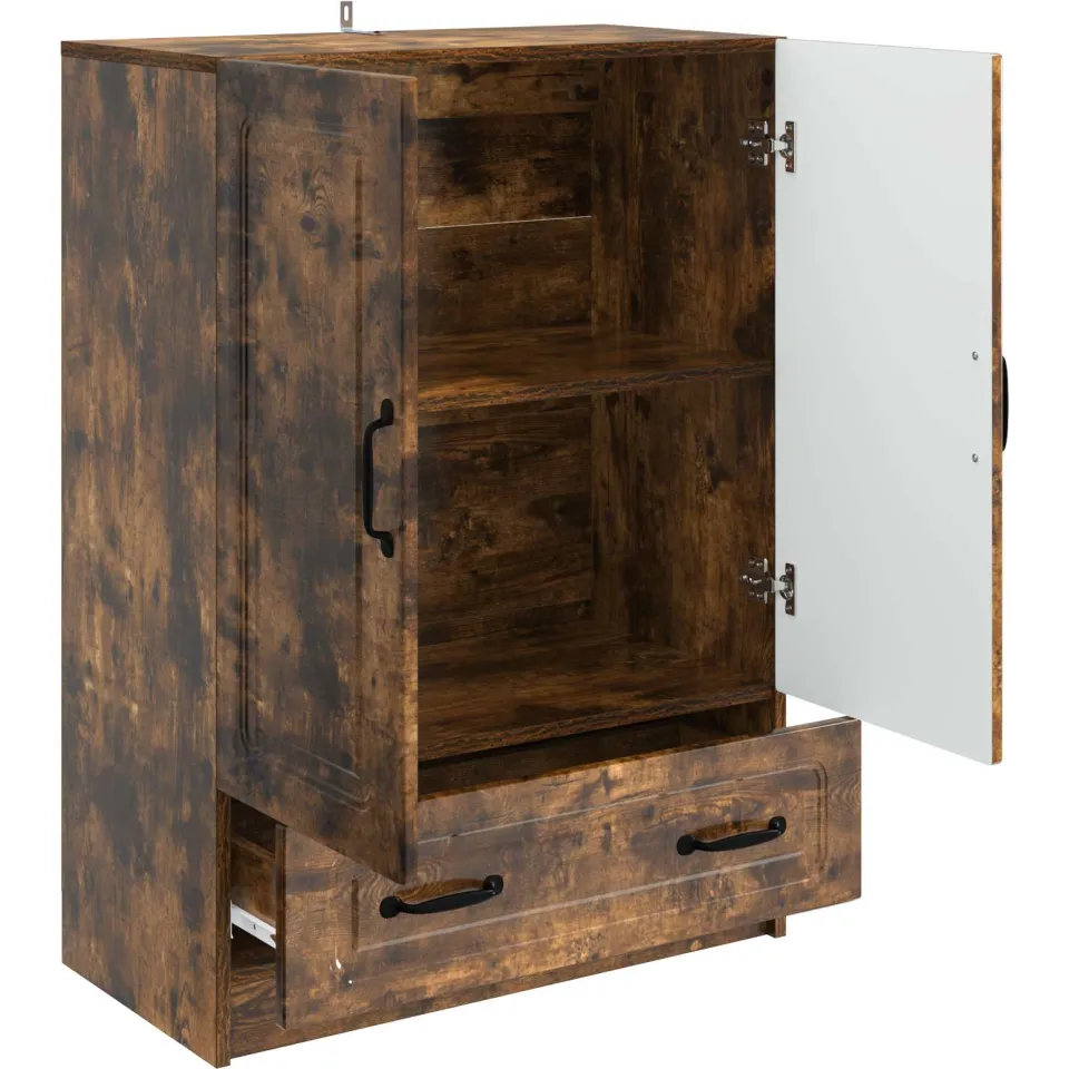 vidaXL Dressoir met lade Gerookt eiken 66 x 34,5 x 92 cm Bewerkt hout, foto 4