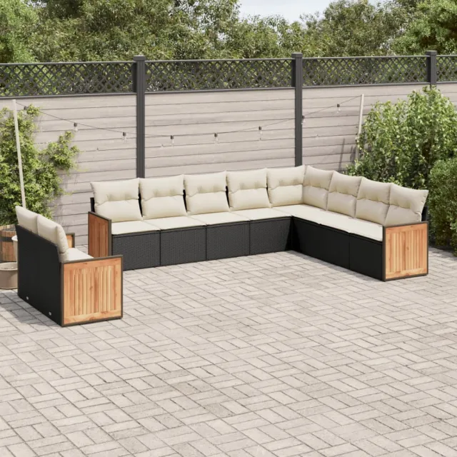 vidaXL 10-delige Loungeset met kussens poly rattan zwart, foto 2