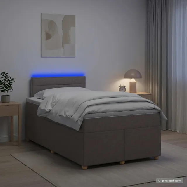 vidaXL Boxspringbed met matras met hoofdeinde Taupe 120 x 200 cm Stof