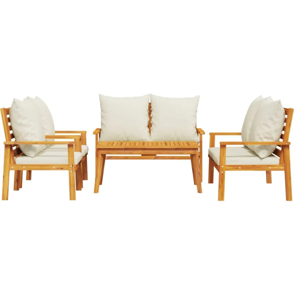 vidaXL 5-delige Loungeset met kussens massief acaciahout Bruin
