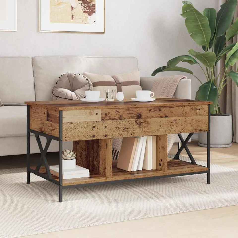 vidaXL Salontafel Oud Hout 100 x 55 x 48.5 cm Bewerkt hout bruin, foto 4