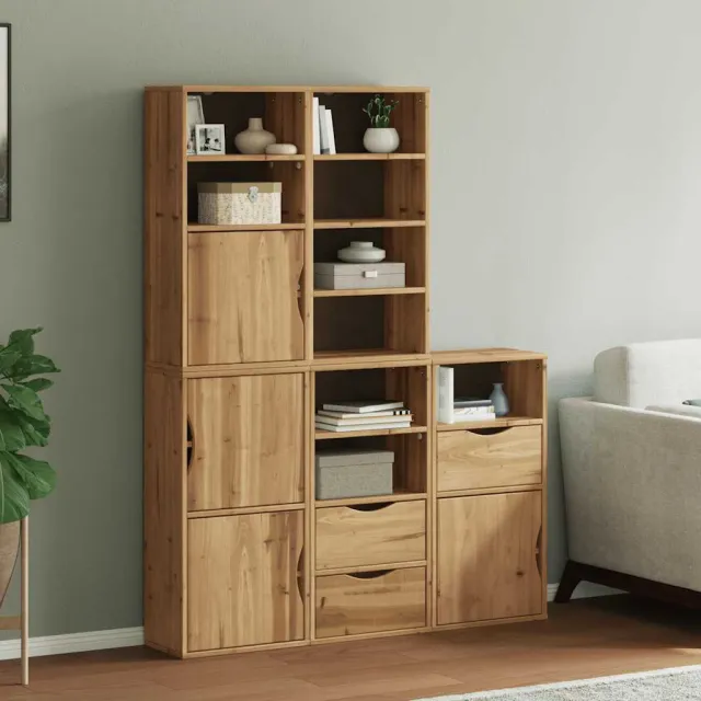 vidaXL Bijzetkasten 5 st "ODDA" 40x24x79 cm massief grenenhout bruin