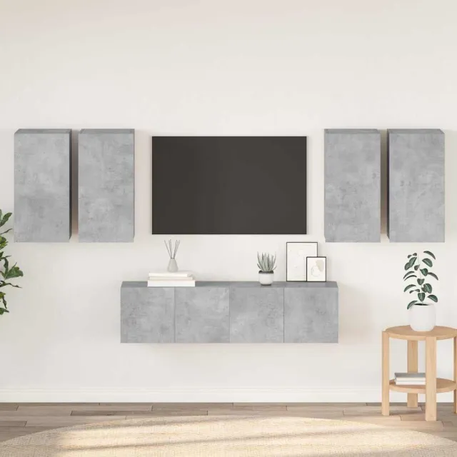 vidaXL 6-delige Tv-meubelset bewerkt hout betongrijs grijs, foto 2