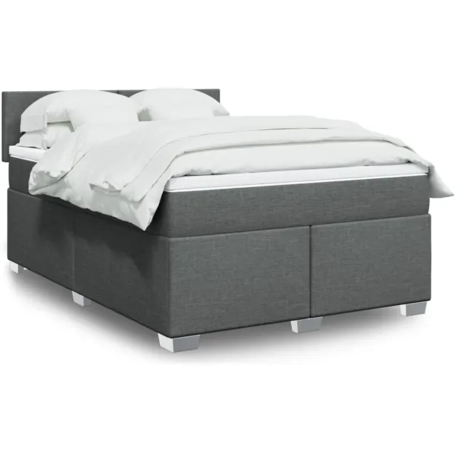 vidaXL Boxspring met matras stof donkergrijs 140x190 cm grijs