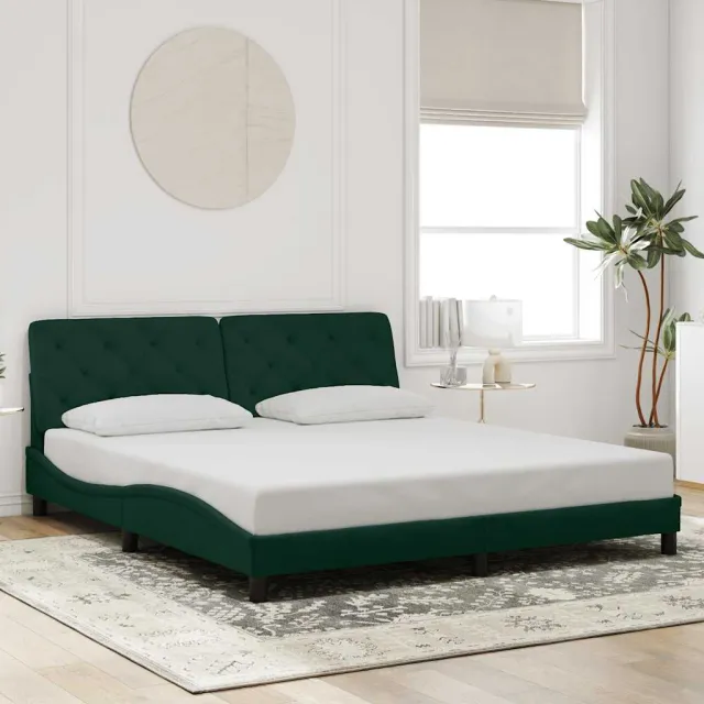 vidaXL Bedframe zonder matras 180x200 cm fluweel donkergroen groen