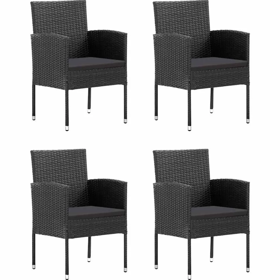 vidaXL 5-delige Tuinset poly rattan zwart
