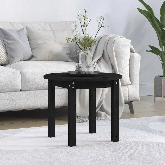 vidaXL Salontafel Ø 55x45 cm massief grenenhout zwart, foto 2