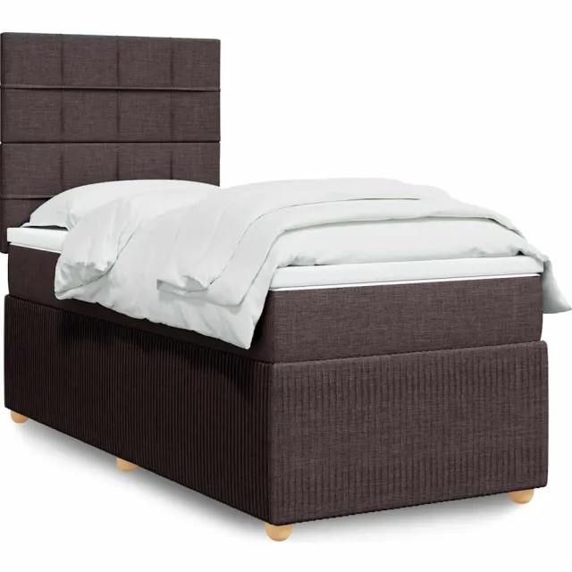 vidaXL Boxspring met matras stof donkerbruin 90x200 cm bruin