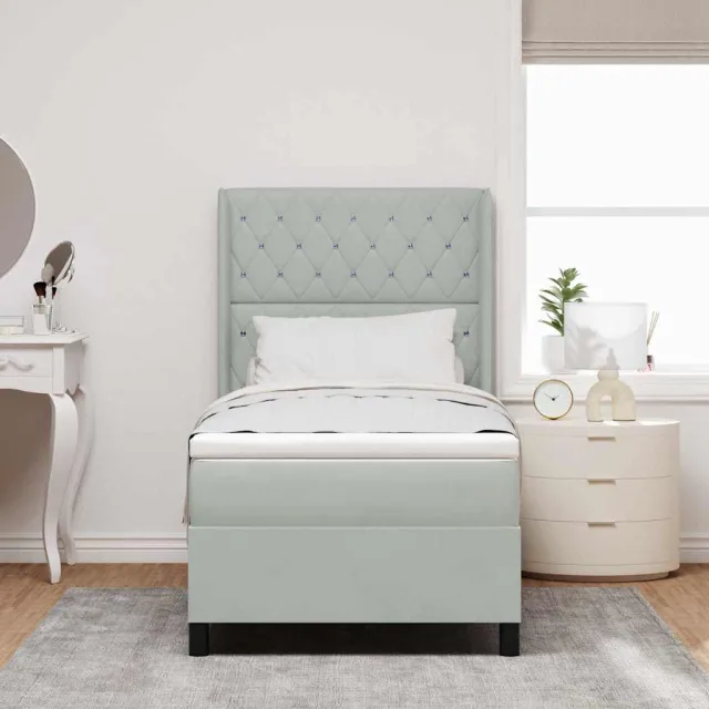 vidaXL Boxspringbed met matras Lichtgrijs 90 x 200 cm Fluweel