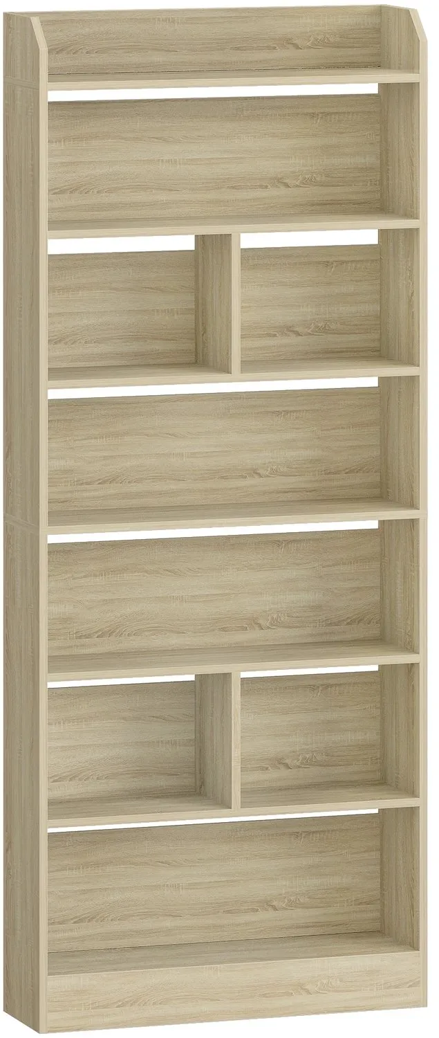 Happiq Boekenkast - Voor Woonkamer, Kantoor of Slaapkamer - 7 Vakken - Eiken Beige