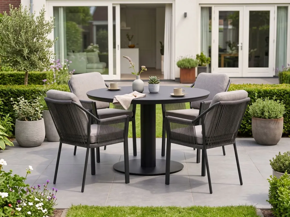 Tierra Outdoor Liv/La Fonte ø120cm dining tuinset 5-delig, foto 4