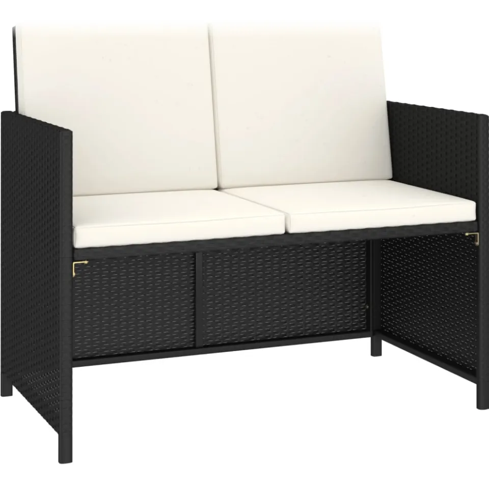 vidaXL 6-delige Tuinset met kussens poly rattan zwart