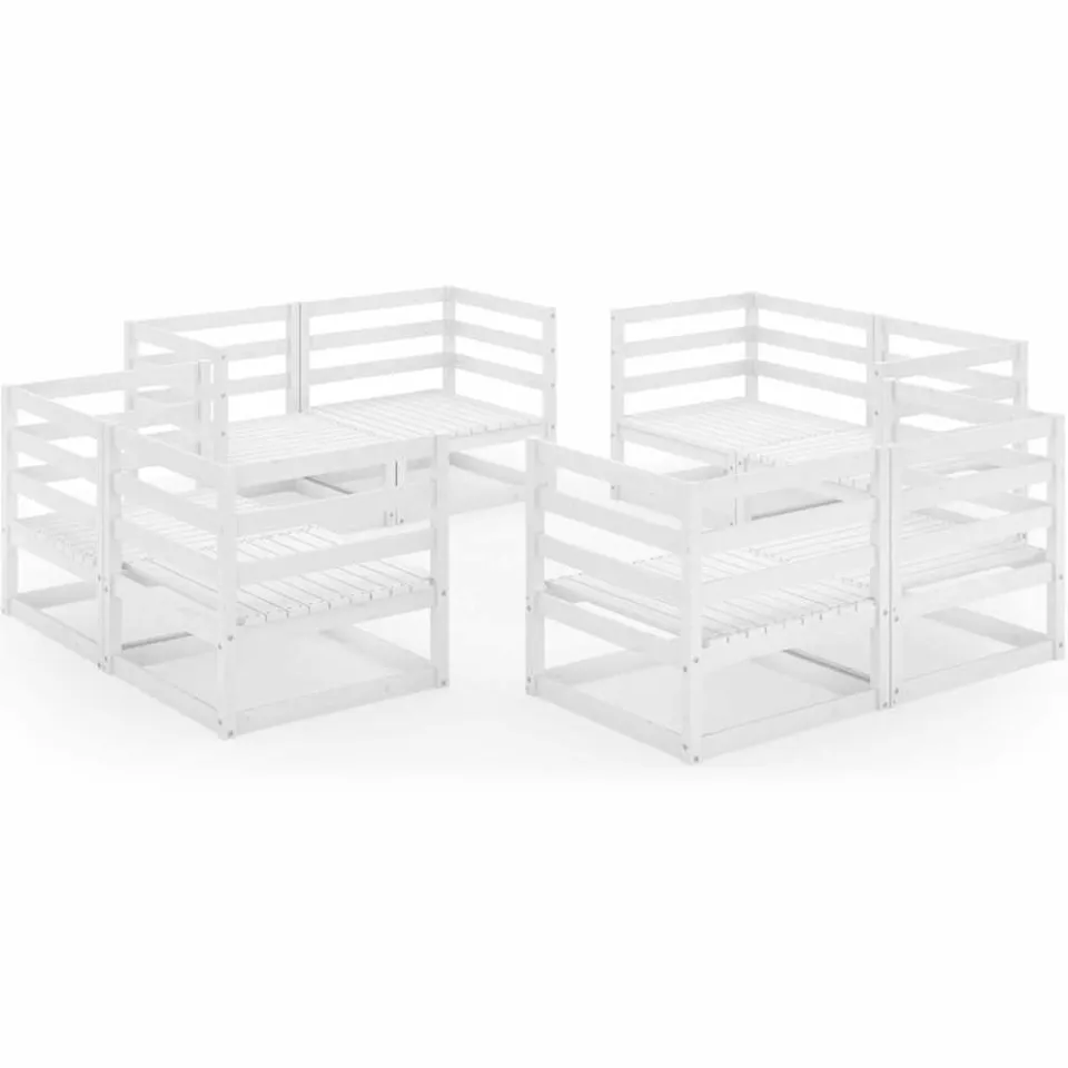 vidaXL 8-delige Loungeset massief grenenhout wit