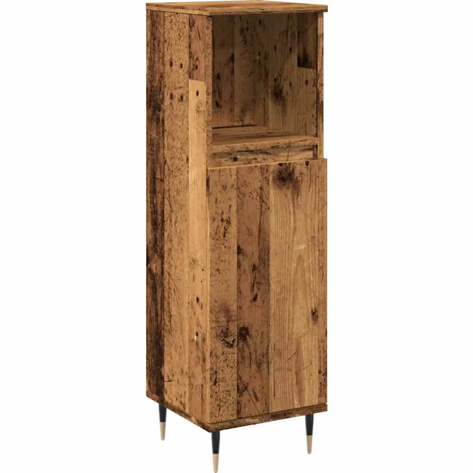 vidaXL Badkamerkast 30x30x100 cm bewerkt hout oud houtkleurig bruin, foto 3