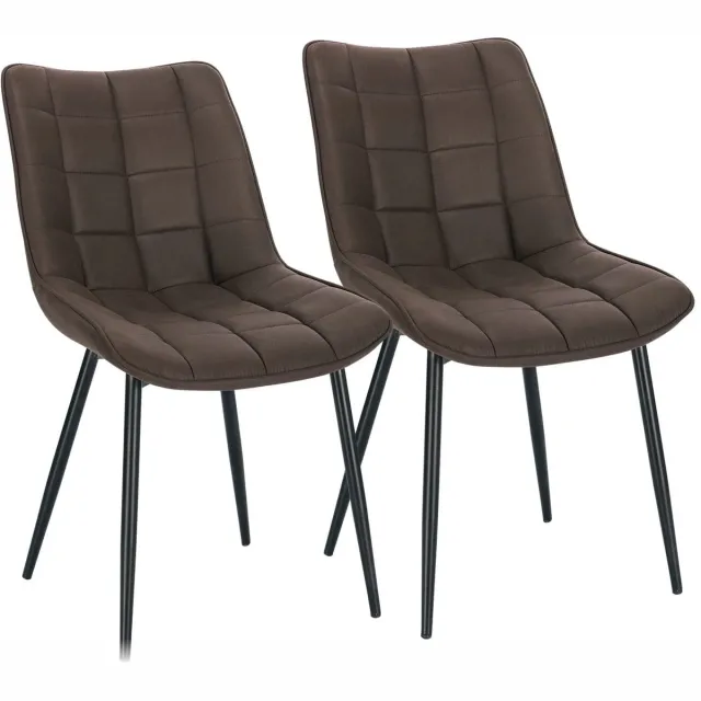 Klarven Eetkamerstoelen Set Van 4 Kunstleer Stof donkerbruin - Eetkamerstoelen Set Van 6 - Eetkamerstoelen Set Van 2 - Dining Chairs - Ergonomische Rugleuning - Stabiel Metalen Frame - Zit