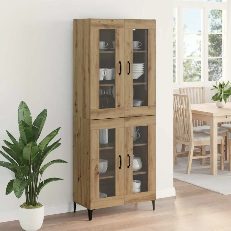vidaXL Highboard Artisan Eiken 69,5 x 34 x 180 cm Bewerkt hout, foto 4