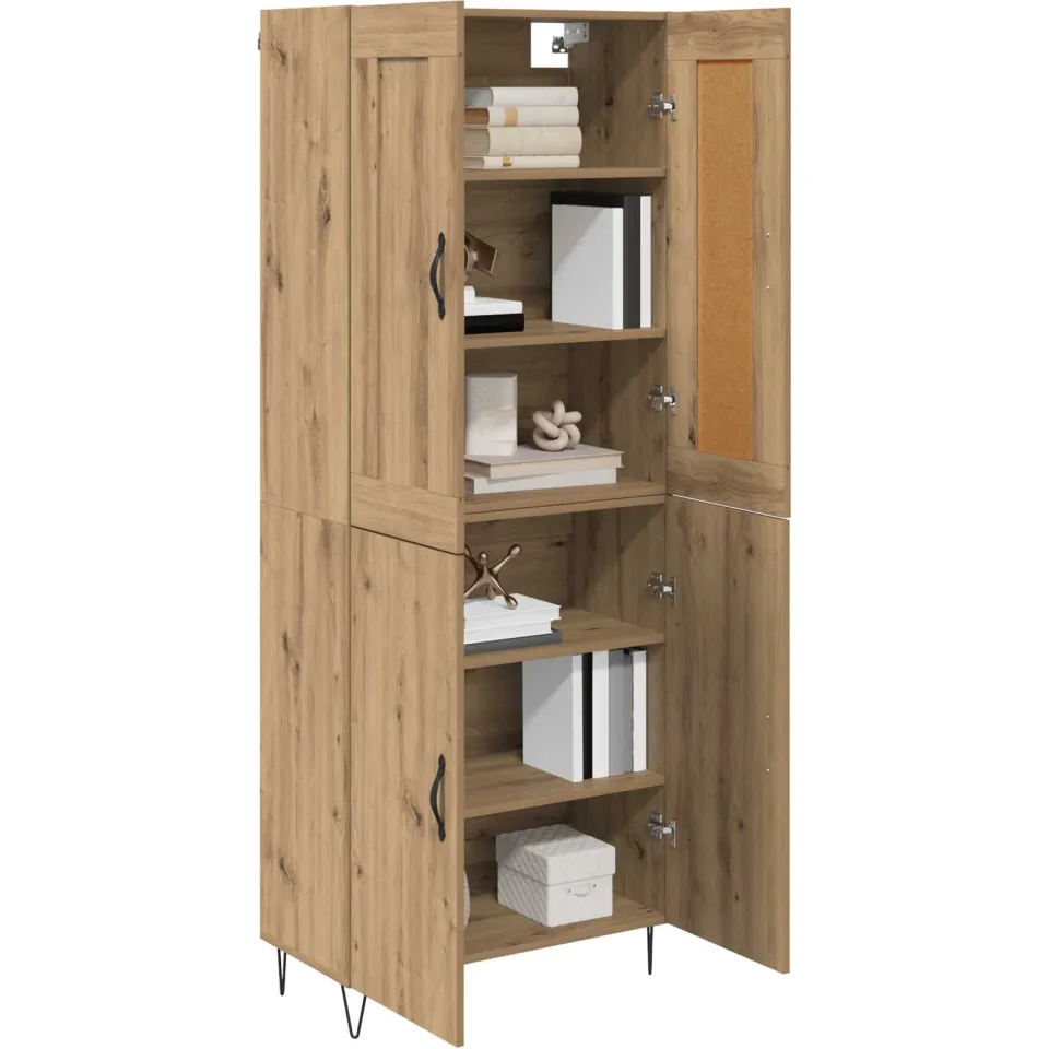 vidaXL Hoge kast Artisan Eiken 69,5 x 34 x 180 cm Bewerkt hout Bruin