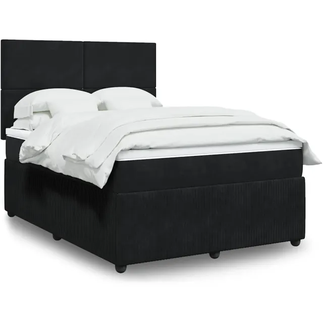 vidaXL Boxspring met matras fluweel zwart 140x190 cm