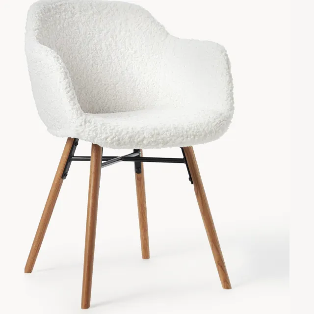 Westwing Collection Teddy fauteuil Fiji met smalle zitvlak Wit