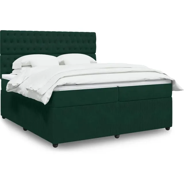 vidaXL Boxspring met matras fluweel donkergroen 200x200 cm groen