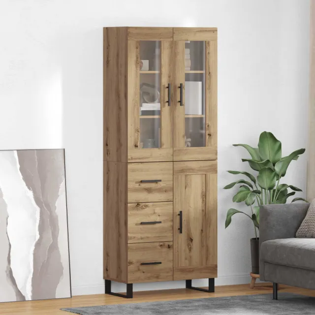 vidaXL Hoge kast 2 st Artisan Eiken 69,5 x 34 x 180 cm Bewerkt hout, foto 2
