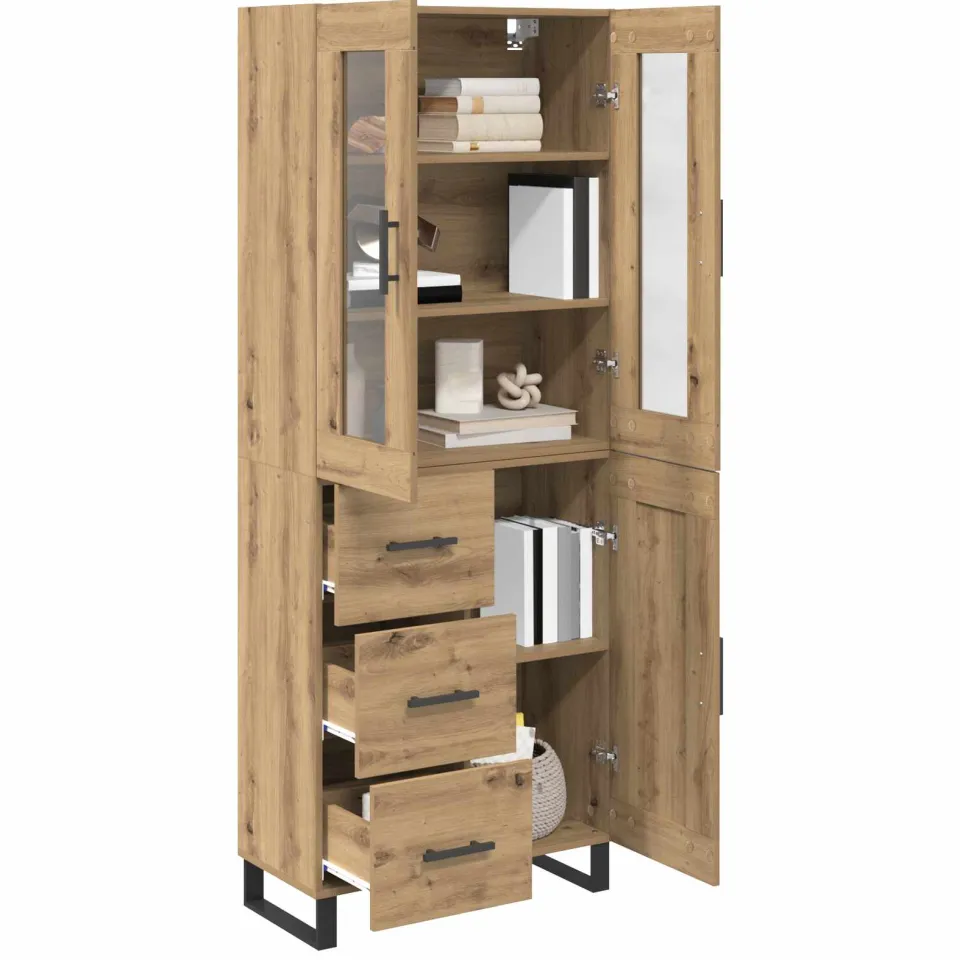vidaXL Hoge kast 2 st Artisan Eiken 69,5 x 34 x 180 cm Bewerkt hout Bruin