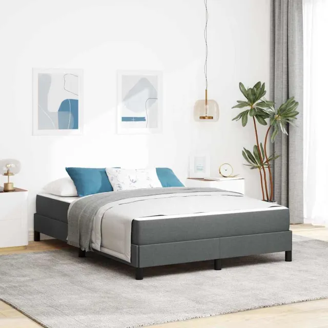vidaXL Boxspringbed Donkergrijs 160 x 200 cm Stof