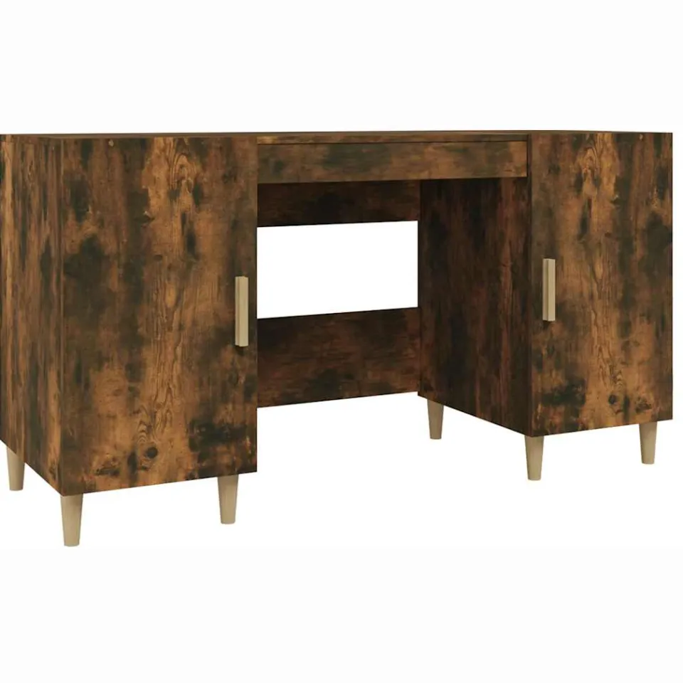 vidaXL Bureau 140x50x75 cm bewerkt hout gerookt eikenkleurig