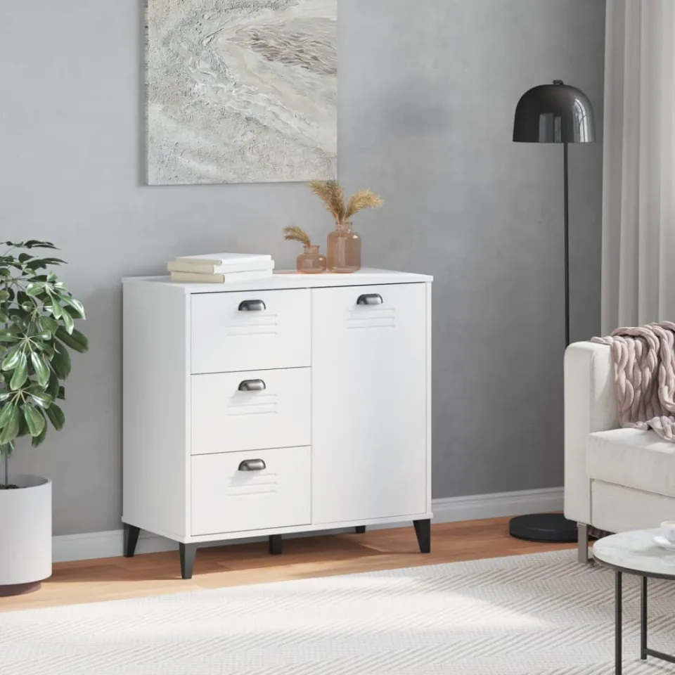 vidaXL Dressoir VIKEN 80x40x80 cm bewerkt hout wit, foto 3