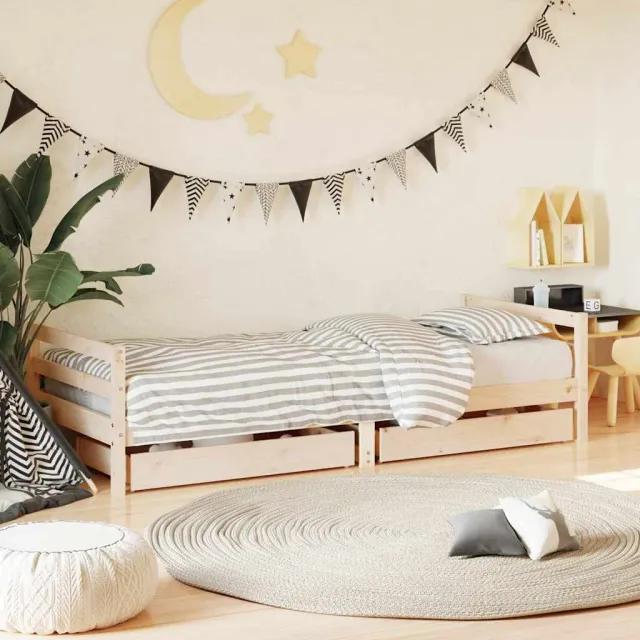vidaXL Kinderbedframe met lades 90x190 cm massief grenenhout bruin, foto 2