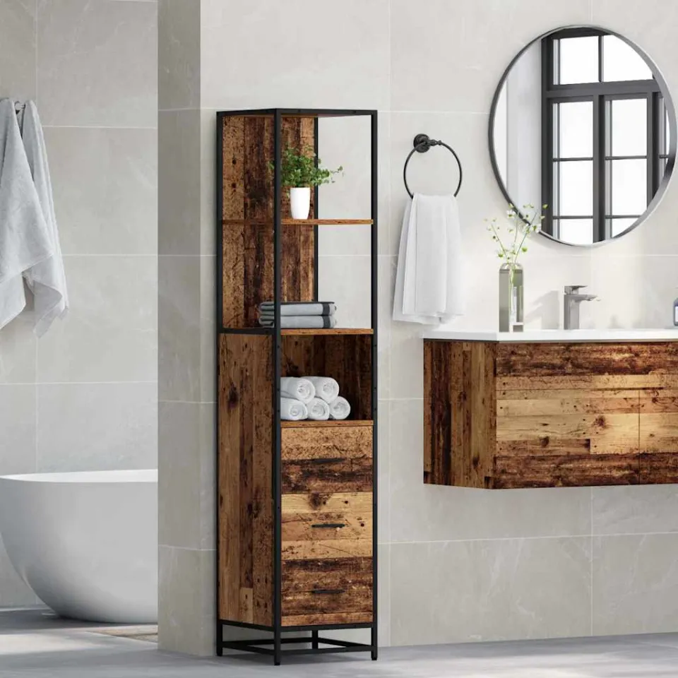 vidaXL Badkamermeubelset Oud Hout 35 x 37,5 x 166 cm Bewerkt hout bruin, foto 3