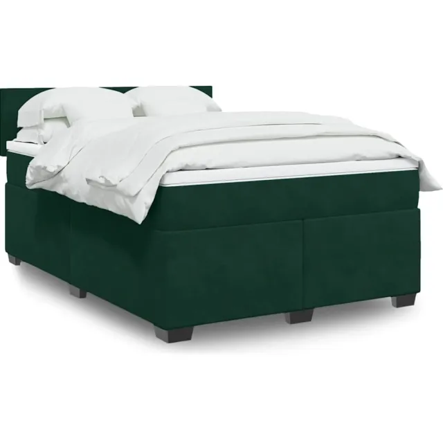 vidaXL Boxspring met matras fluweel donkergroen 160x200 cm groen