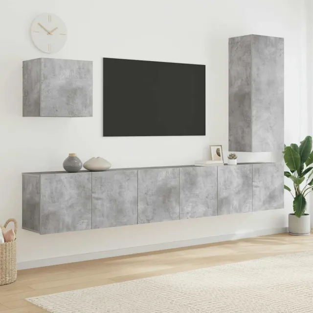 vidaXL 5-delige Tv-wandmeubelset bewerkt hout betongrijs grijs, foto 2
