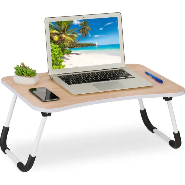 Relaxdays Laptoptafel - inklapbaar - 26x63x40 cm lichtbruin