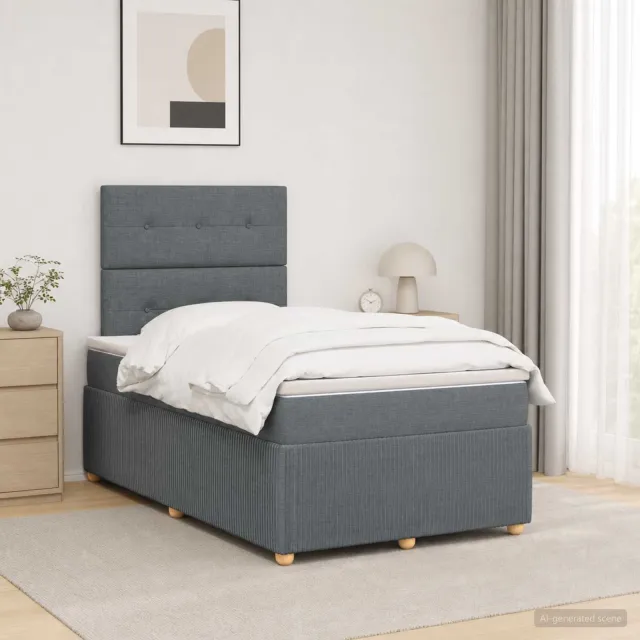 vidaXL Boxspringbed met matras Donkergrijs 120 x 200 cm Stof