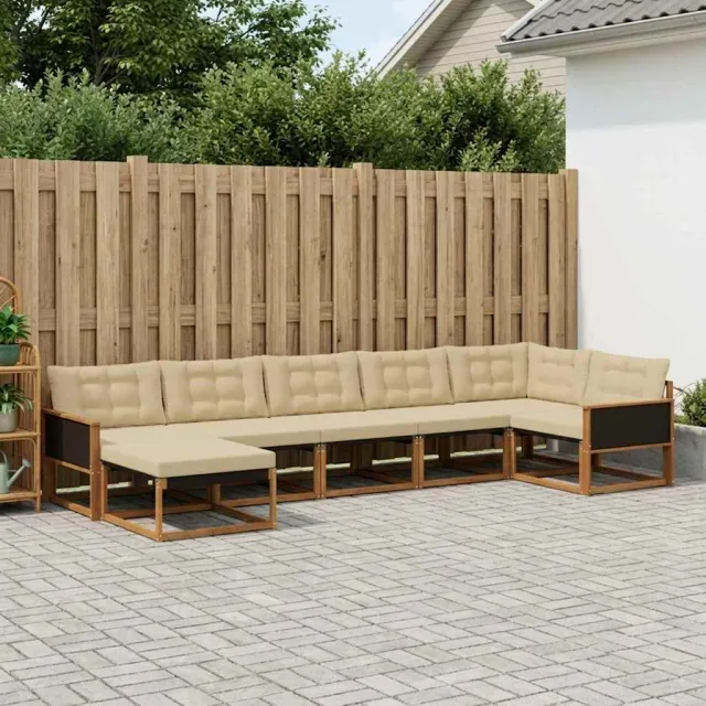 vidaXL Buiten bankenset 7 st 7-zits Natuurlijk en Beige