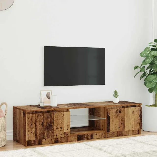vidaXL Tv-meubel met LED 140x40x36 cm bewerkt hout oud houtkleurig Bruin