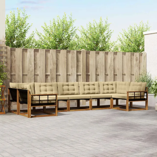vidaXL Buiten bankenset 7 st 7-zits Natuurlijk en Beige