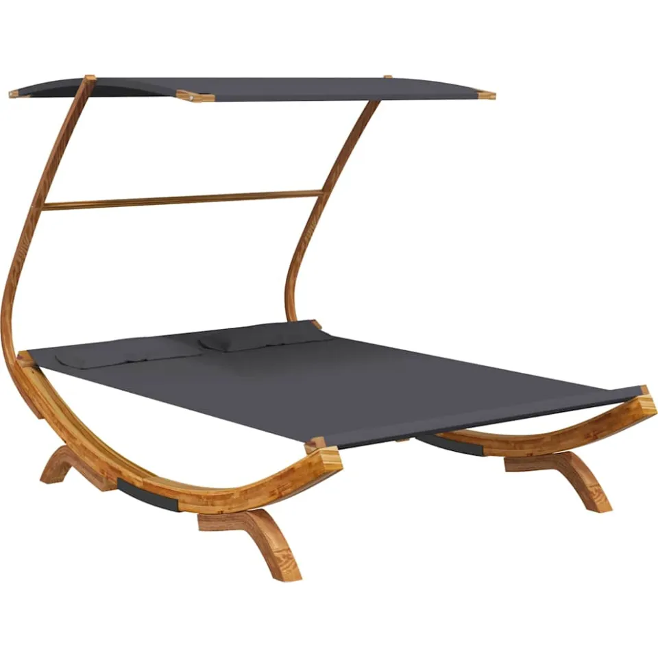 vidaXL Loungebed met luifel 165x203x138 cm gebogen hout antracietkleur, foto 3