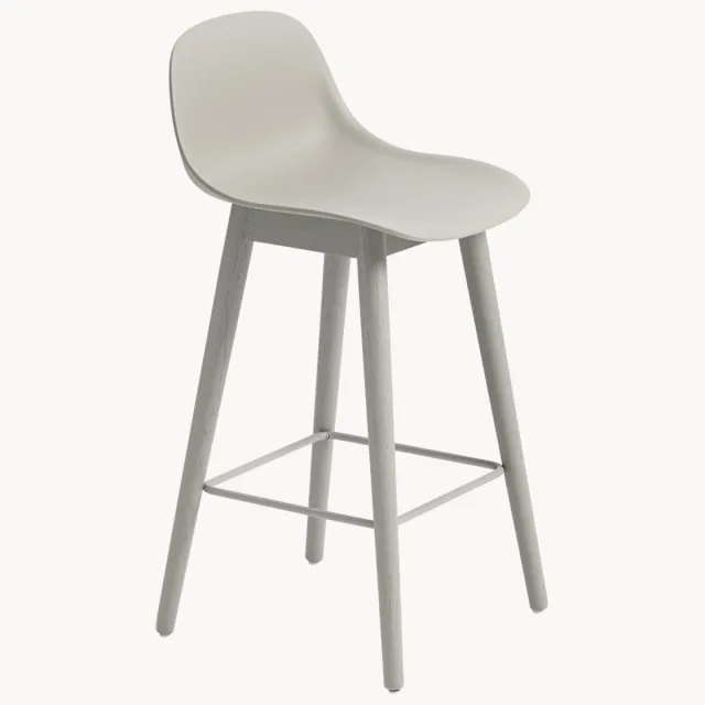 Muuto Houten barkruk Fiber Grijs