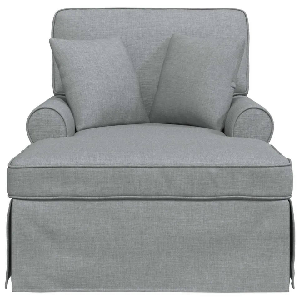 vidaXL Chaise Lounge met Rok 3 st Lichtgrijs Stof 91 x 157 x 91 cm, foto 4