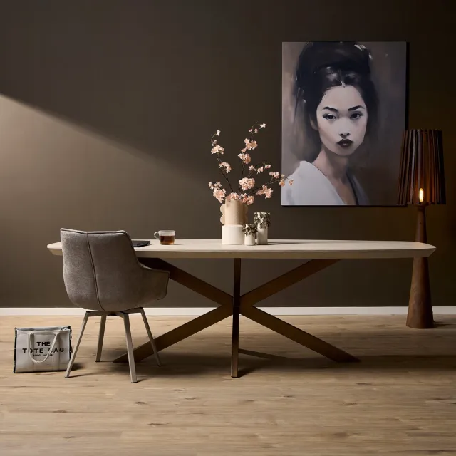 Starfurn Eettafel Madison - Deens Ovaal Zandkleur Hout - 240x110x76cm