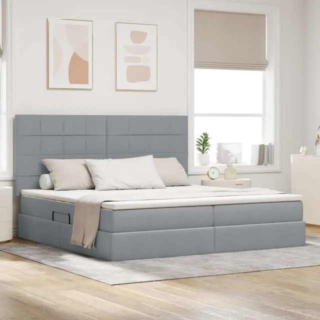 vidaXL Opslag bed met matras met opslag Lichtgrijs 200 x 200 cm Stof