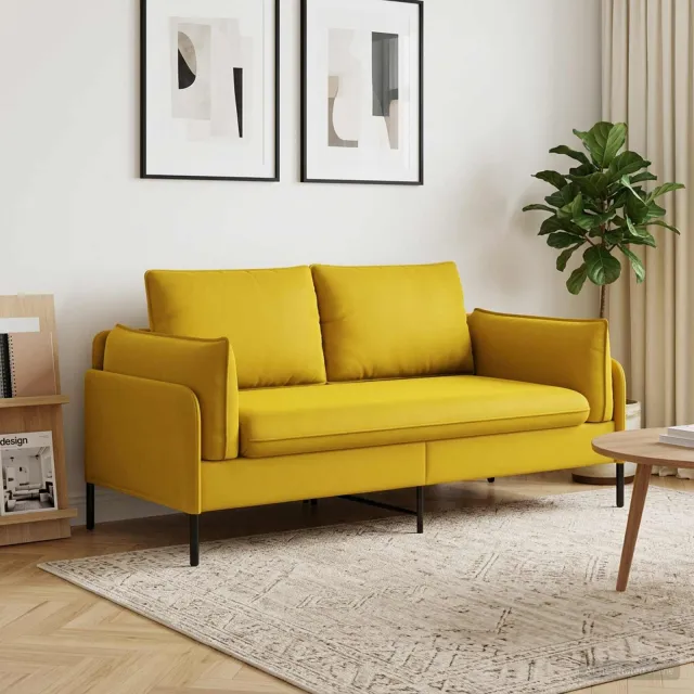 vidaXL 2-Zits Sofa 2-zits Geel 188 x 81 x 89 cm fluweel
